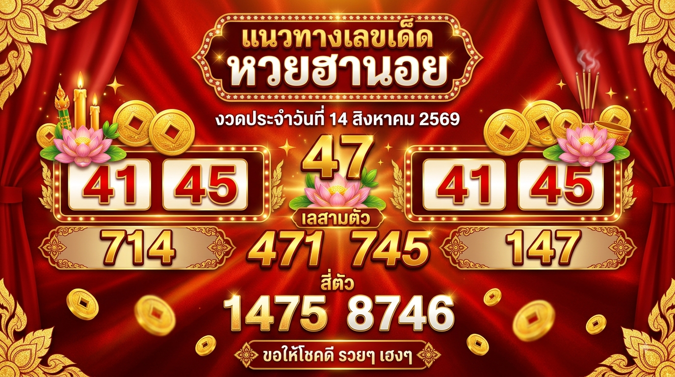 แนวทางหวยฮานอย 14 ส.ค. 69 ส่องเลขเด่น