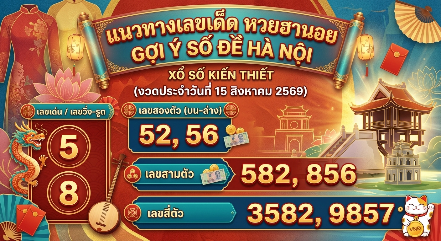 แนวทางหวยฮานอย 15 ส.ค. 69 ส่องเลขเด่น