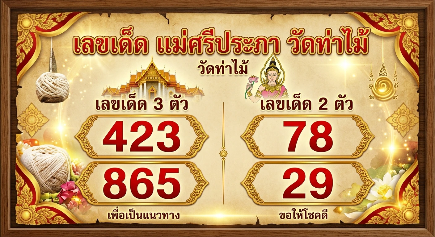 เลขเด็ด แม่ศรีประภา วัดท่าไม้ ส่องเลขเด่น 2 ตัว 3 ตัว ลุ้นโชคก้อนโต