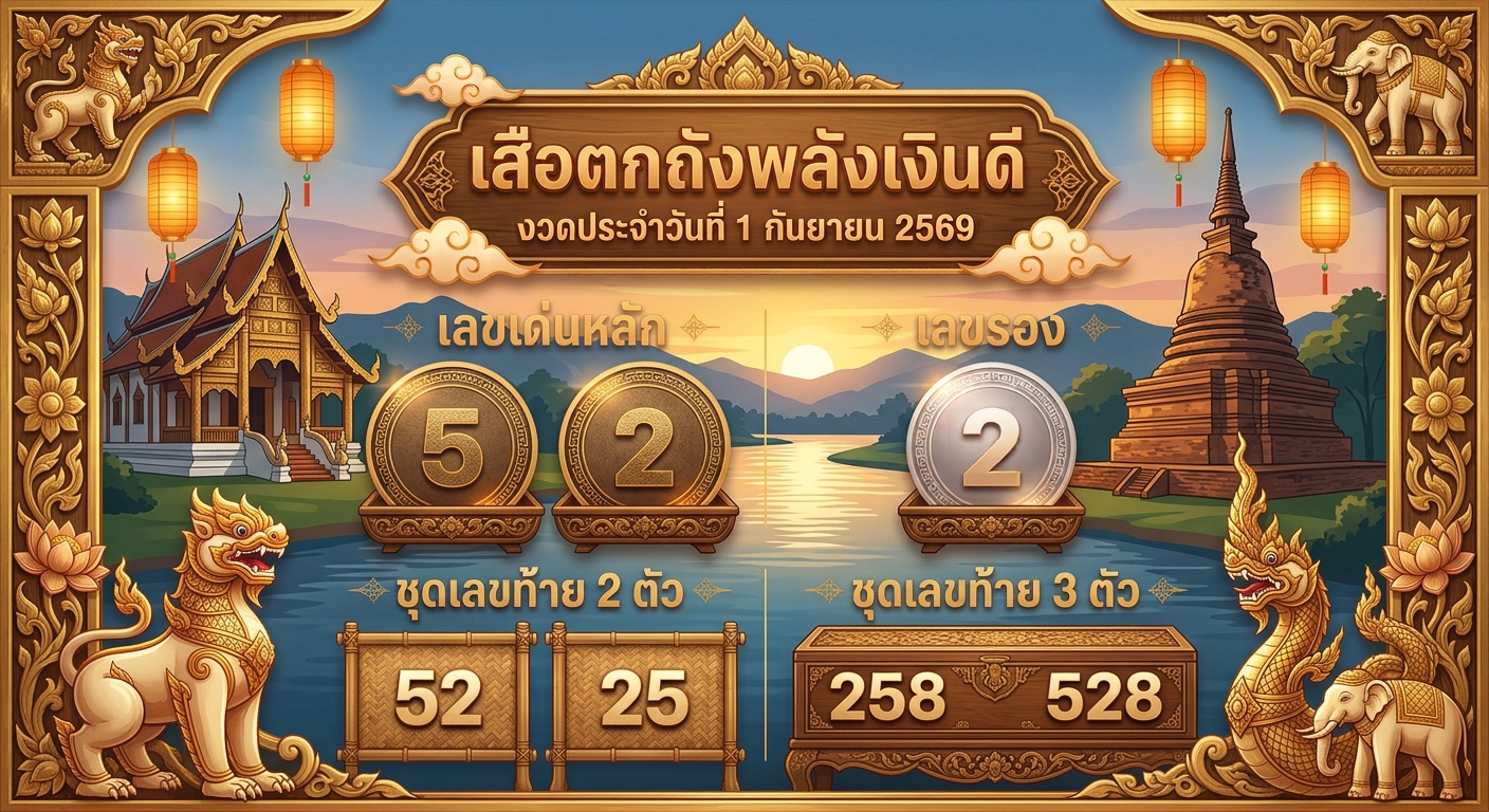 เลขเด็ดเสือตกถังพลังเงินดี 1 ก.ย. 69 ส่องเลขเด่น