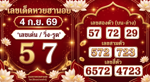 เลขเด็ดหวยฮานอย 4 ก.ย. 69 ส่องเลขเด่น
