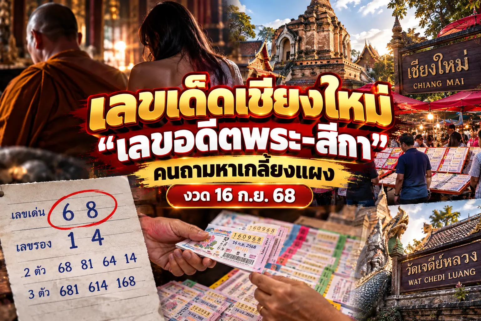 เลขเด็ดเชียงใหม่ "เลขอดีตพระ-สีกา" คนถามหาเกลี้ยงแผง งวด 16 ก.ย. 68