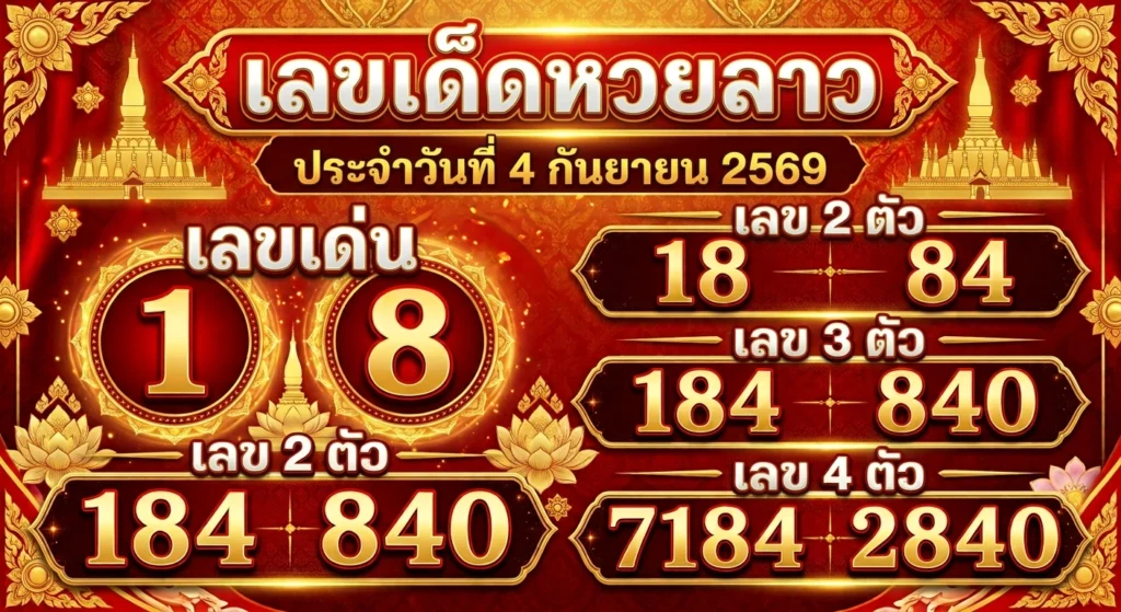 เลขเด็ดหวยลาว 4 ก.ย. 69 ส่องเลขเด่น