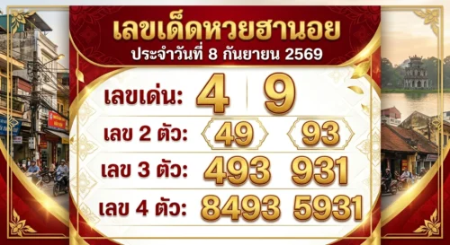 เลขเด็ดหวยฮานอย 8 ก.ย. 69 ส่องเลขเด่น