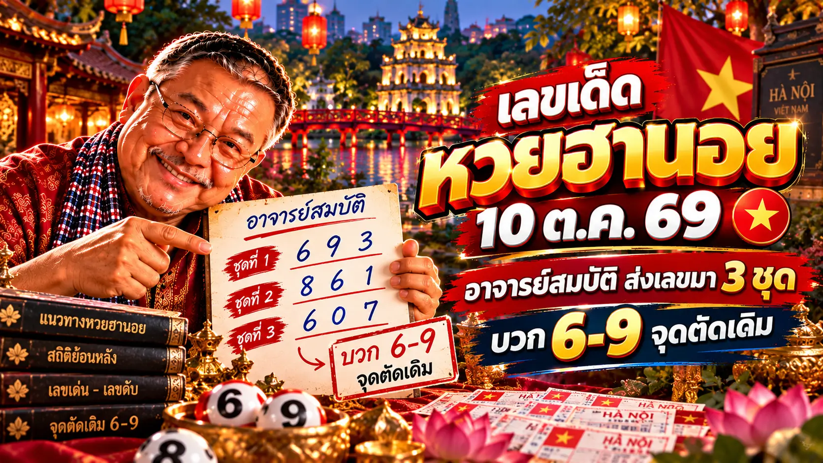 เลขเด็ดหวยฮานอย 10 ตุลาคม 2569 อาจารย์สมบัติ