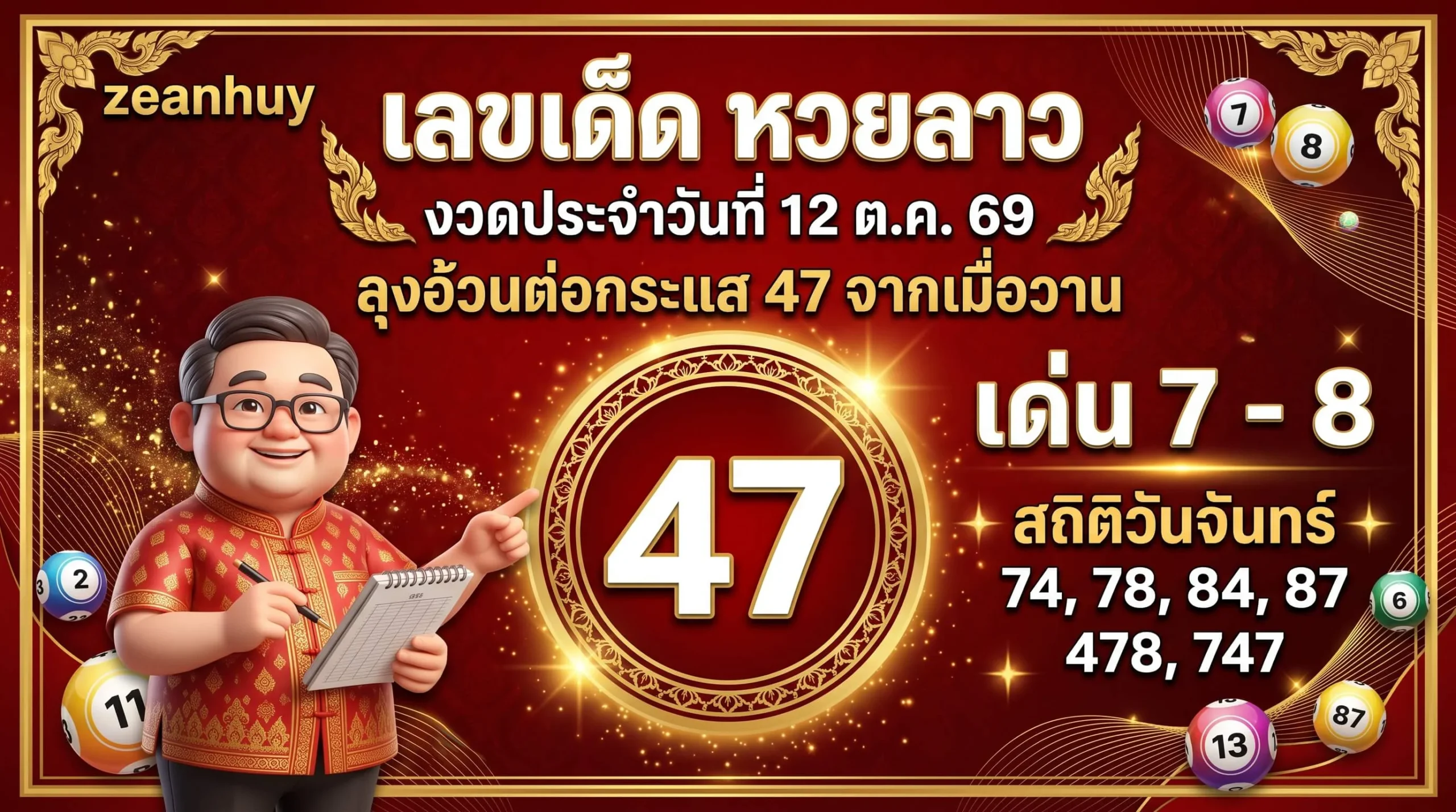 เลขเด็ดหวยลาว 12 ตุลาคม 2569
