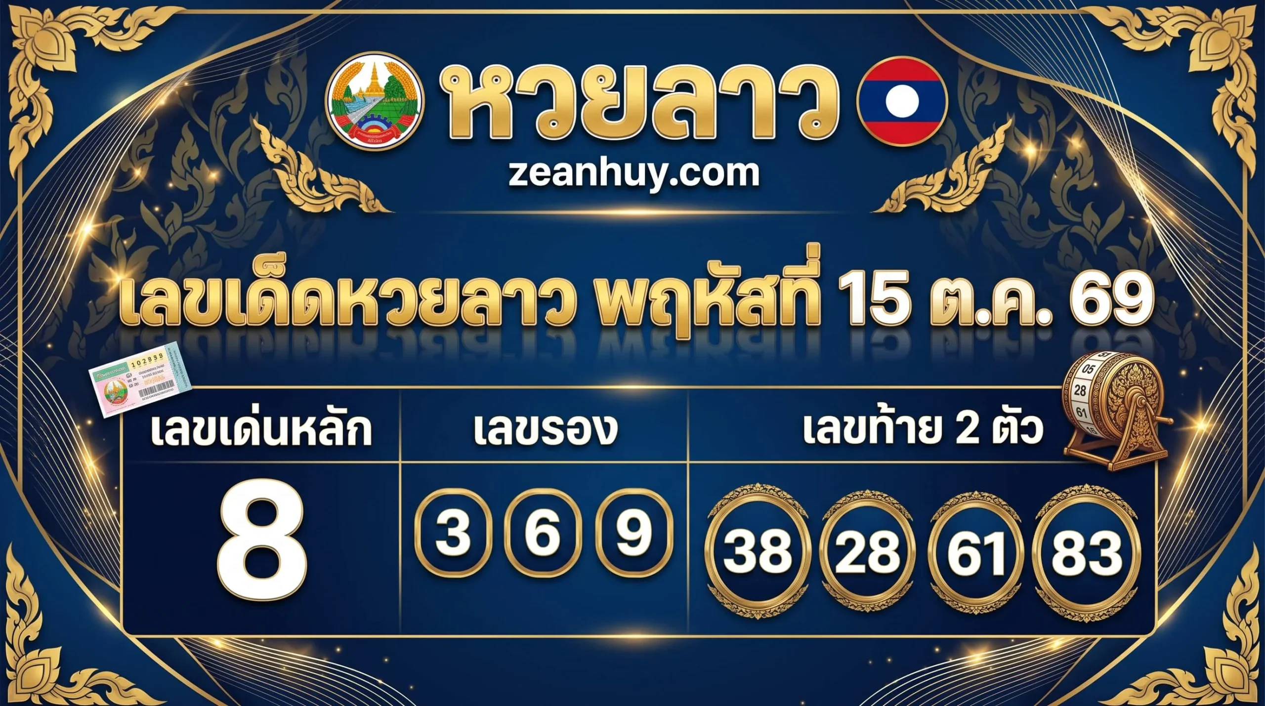 เลขเด็ดหวยลาว 15 ตุลาคม 2569