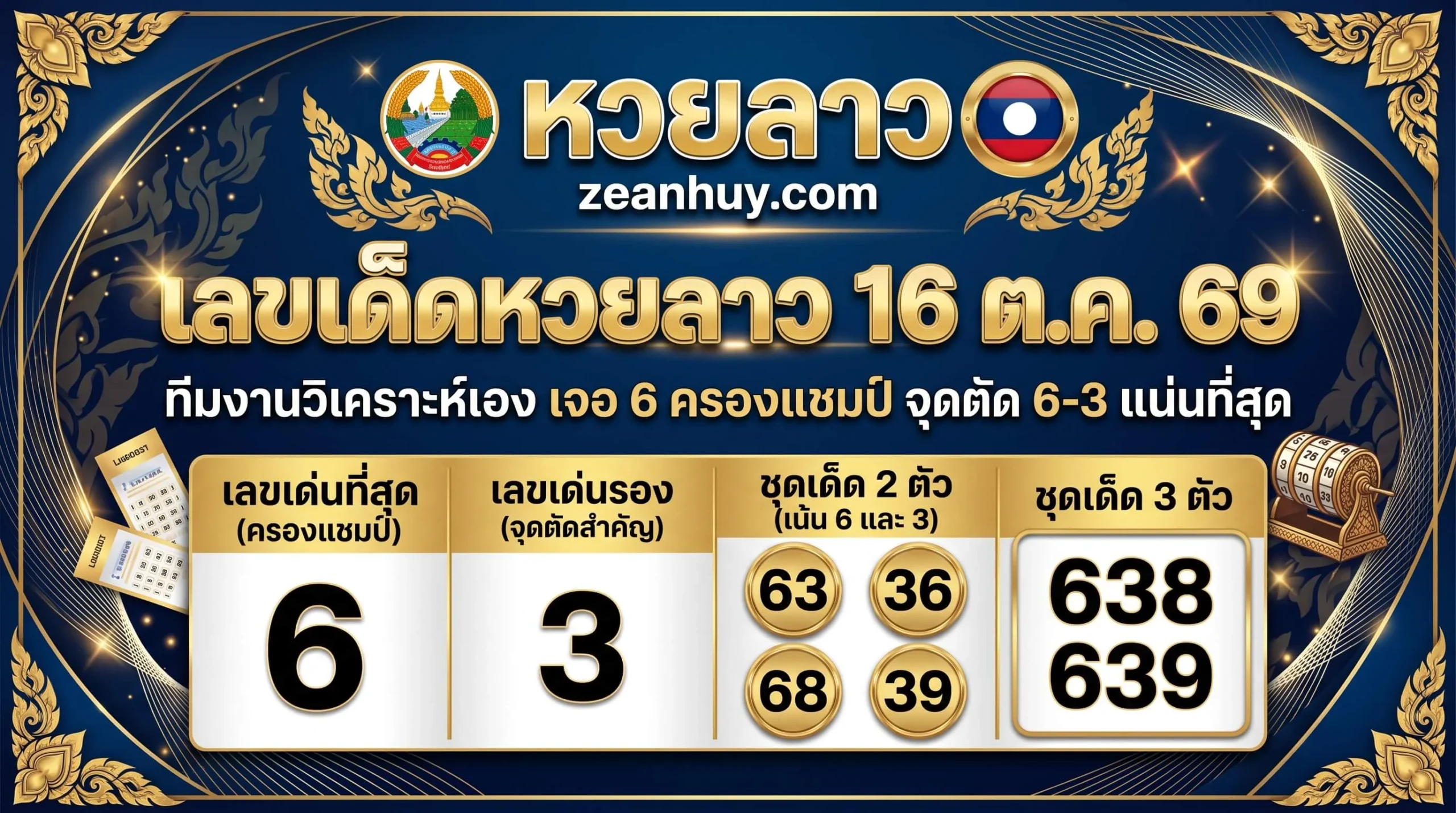 เลขเด็ดหวยลาว 16 ตุลาคม 2569