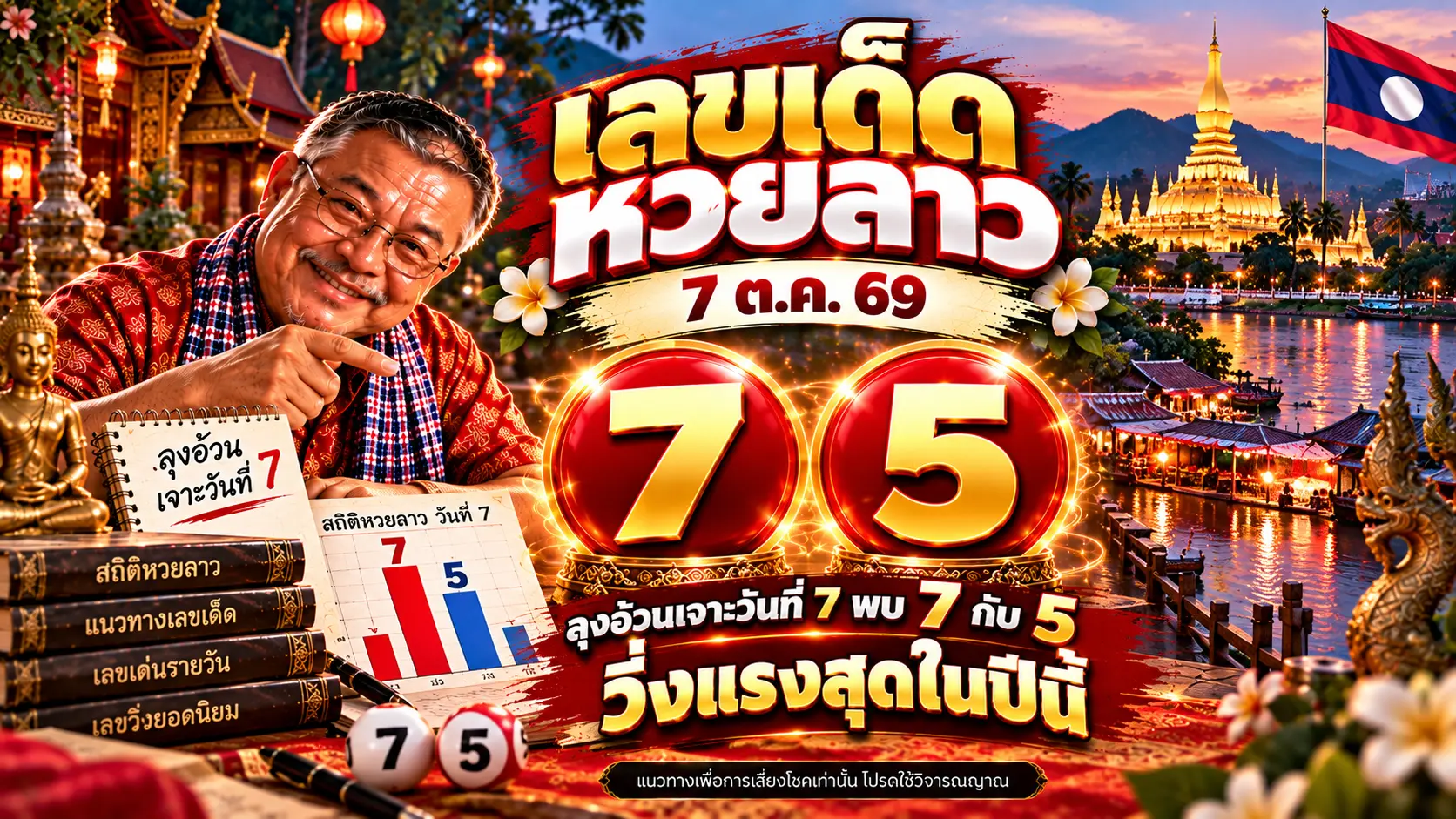 เลขเด็ดหวยลาว 7 ต.ค. 69 วิเคราะห์สถิติวันที่ 7 เด่น 7-5 ต้นตุลาคม