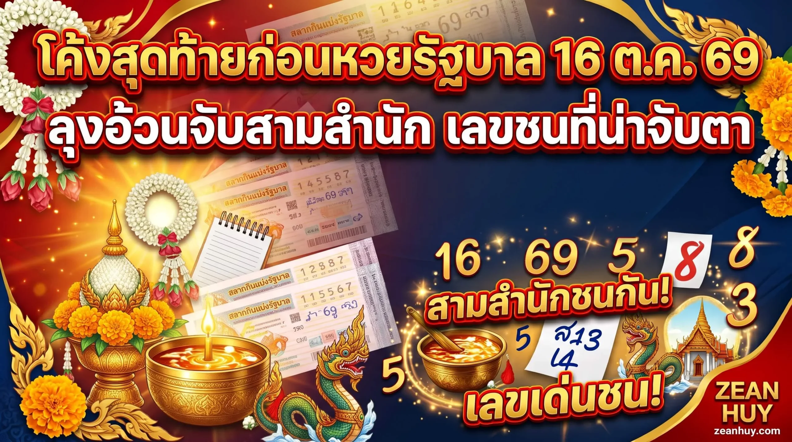 เลขเด็ดหวยรัฐบาล 16 ตุลาคม 2569